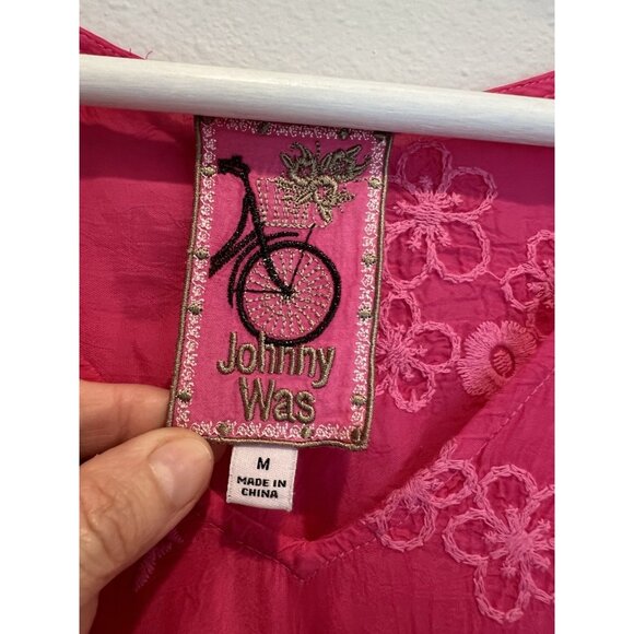 Johnny Was Nathy Lily Dress Medium Size Hot Pink Embroidery Floral NWT $598 - Picture 4 of 13